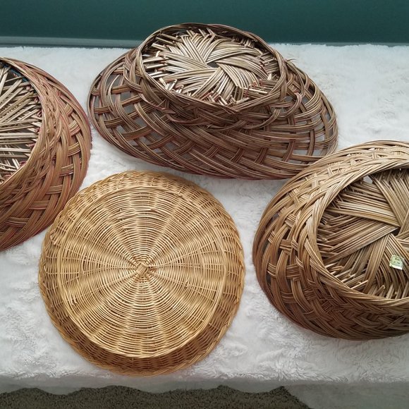 Vintage Woven Basket Lot Wicker Rattan Grass Boho - Picture 7 of 9